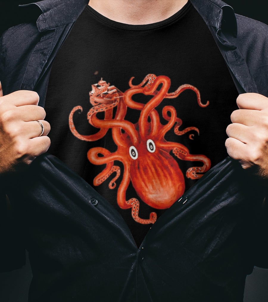 Kraken Vs Ship Nautical Adventure Monster T-Shirt