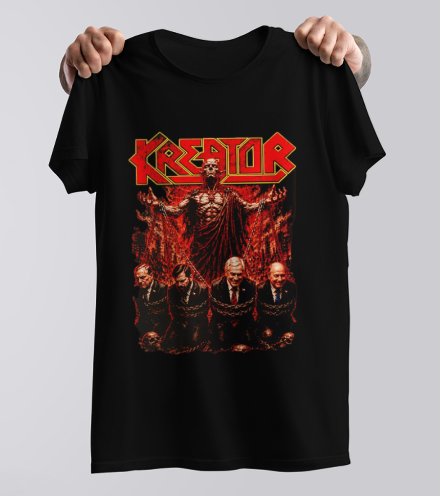Kreator Devil Symbolism With Chilean Politicians Bound In Chains T-Shirt