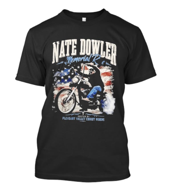 Nate Dowler Memorial Ride Pleasant Valley Ghost Riders American Flag Moto T-Shirt