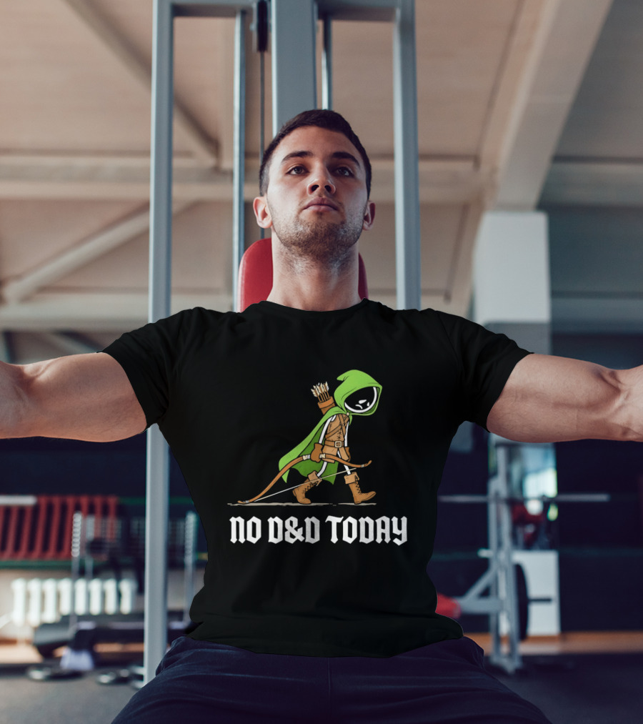 No D&D Today Ranger Cartoon Archer Green Hood Bow And Arrows T-Shirt