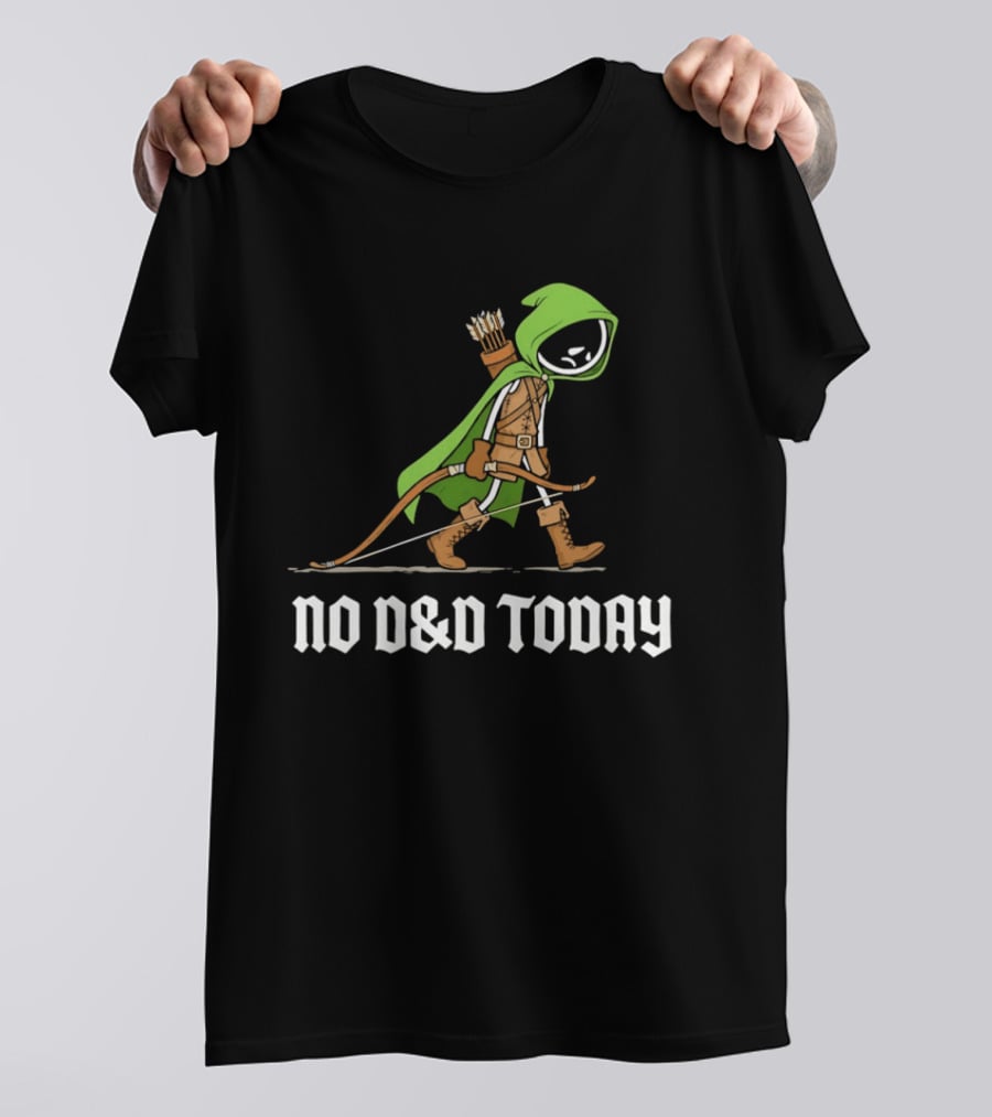 No D&D Today Ranger Cartoon Archer Green Hood Bow And Arrows T-Shirt