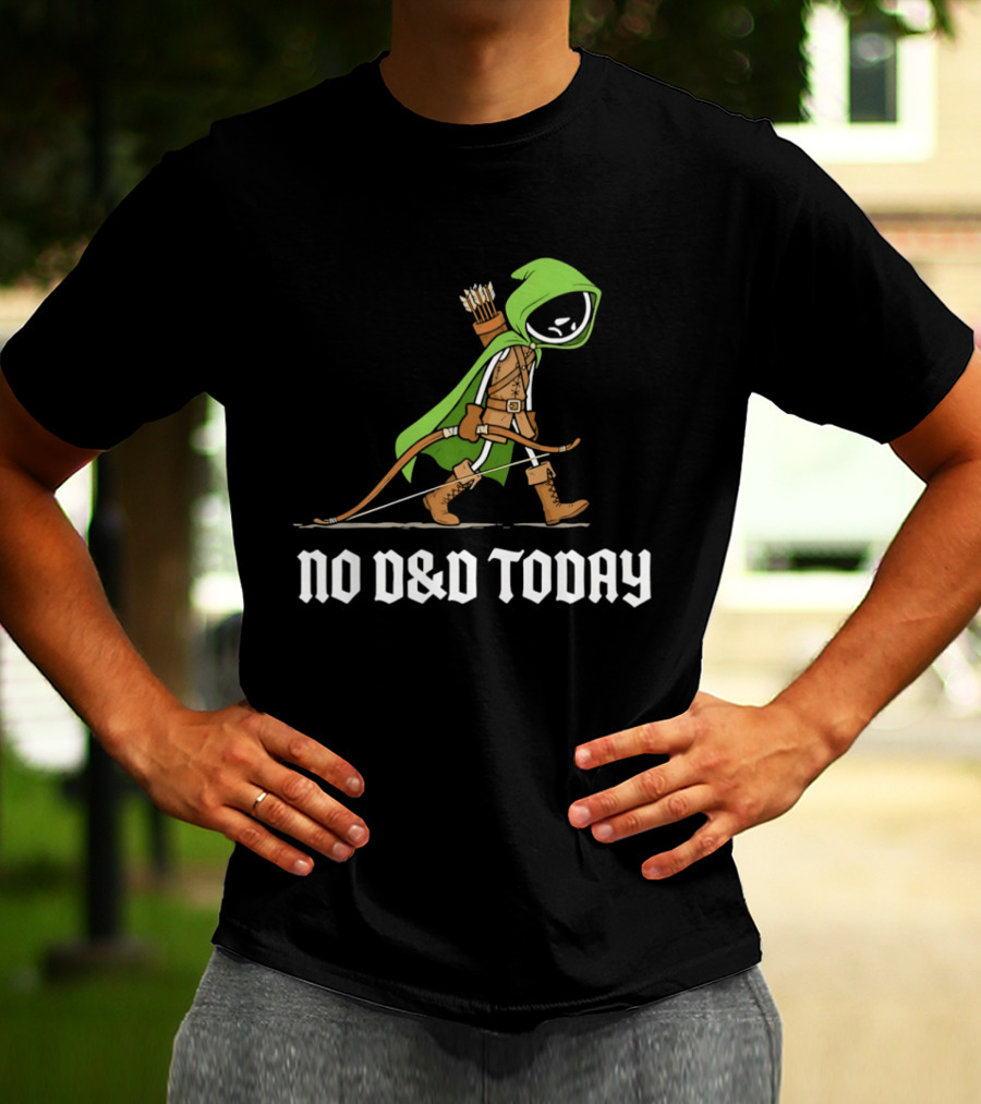 No D&D Today Ranger Cartoon Archer Green Hood Bow And Arrows T-Shirt