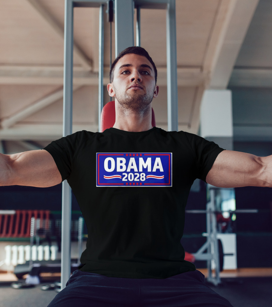 Obama 2028 Stars Stripes Political Campaign T-Shirt