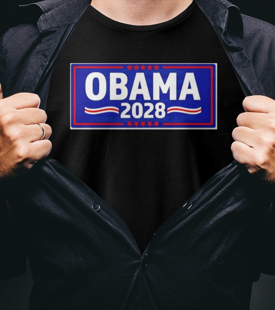 Obama 2028 Stars Stripes Political Campaign T-Shirt