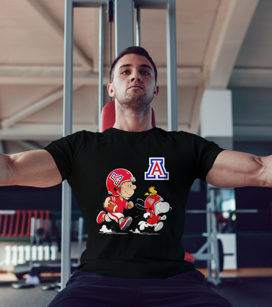 Peanuts Characters Football Arizona Wildcats Team Helmets And Jerseys T-Shirt