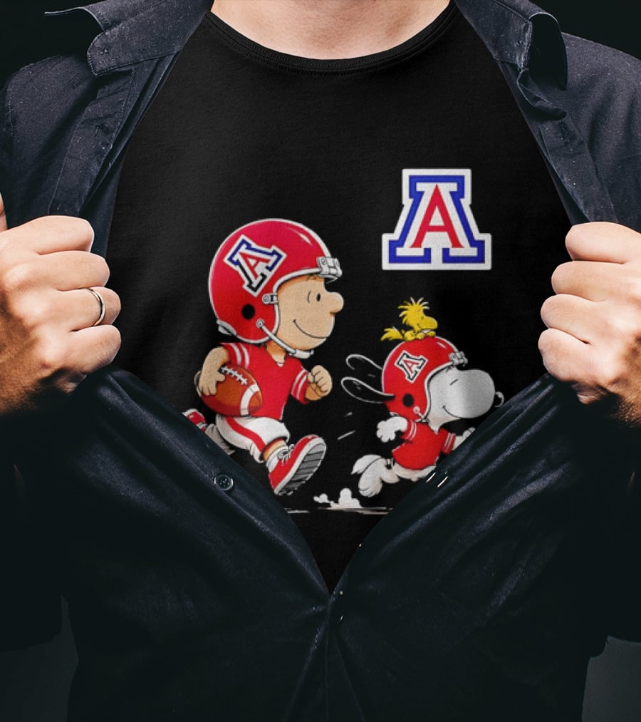 Peanuts Characters Football Arizona Wildcats Team Helmets And Jerseys T-Shirt