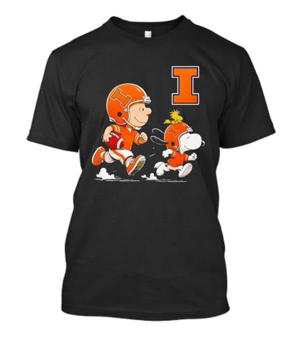 Charlie Brown Snoopy Football Running Letter I Peanuts T-Shirt
