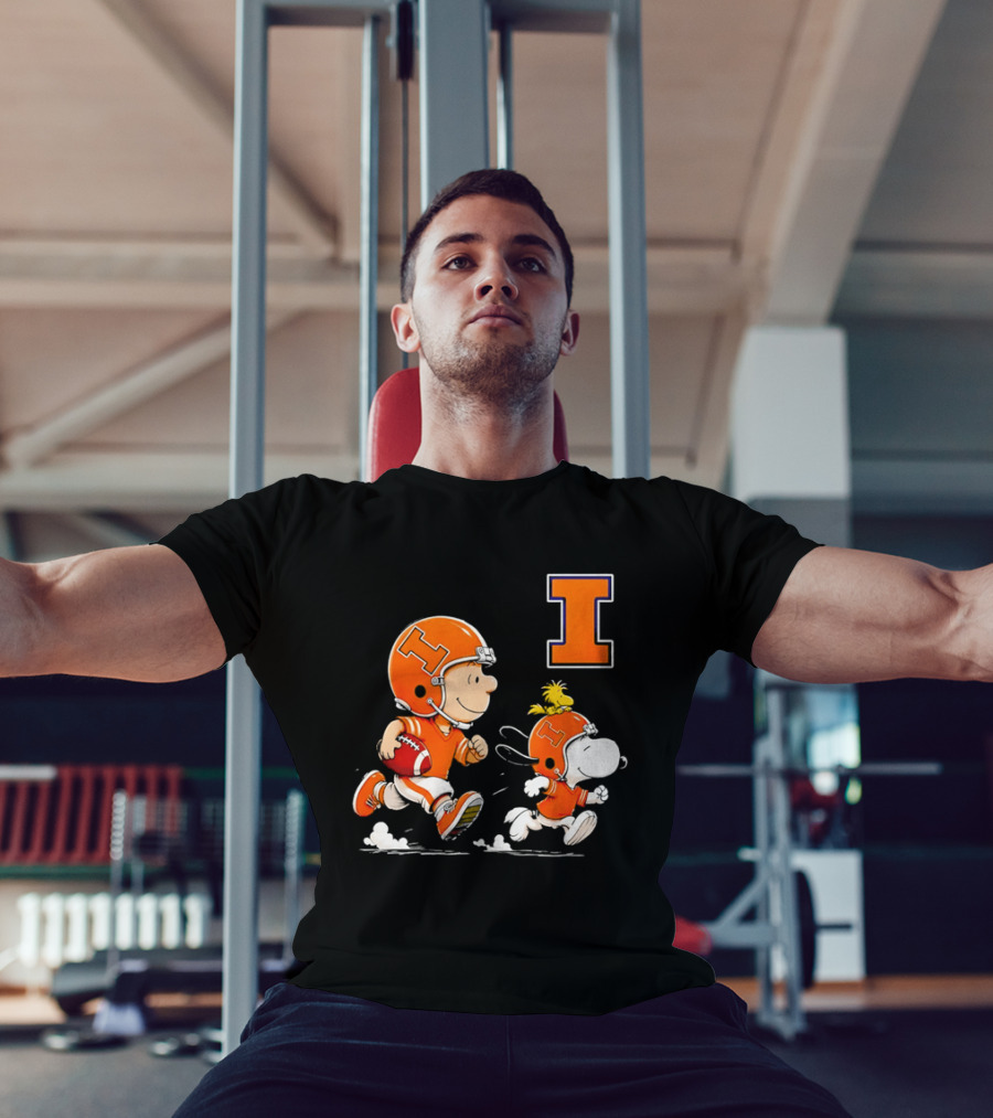 Charlie Brown Snoopy Football Running Letter I Peanuts T-Shirt