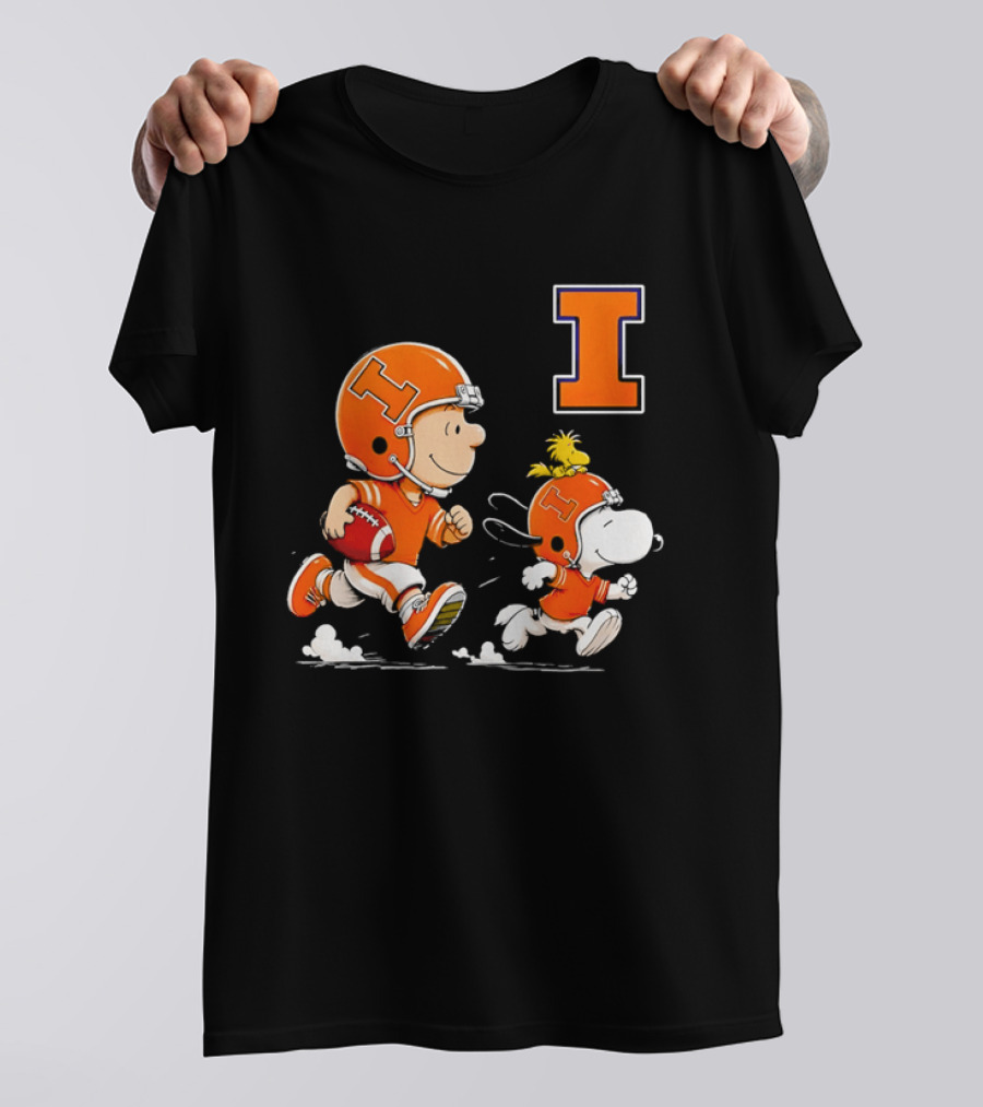 Charlie Brown Snoopy Football Running Letter I Peanuts T-Shirt