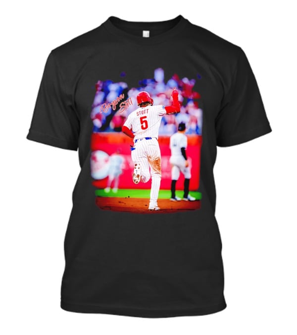 Philadelphia Phillies Bryson Stott 5 Baseball Game Action T-Shirt
