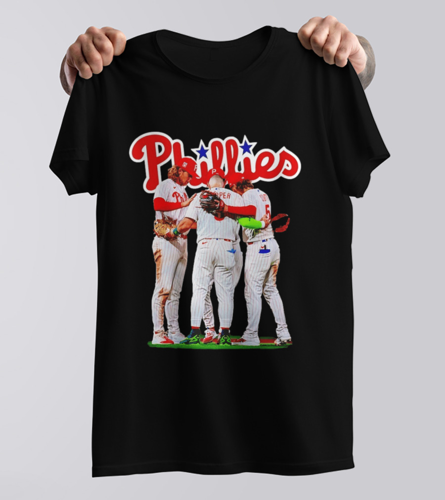 Philadelphia Phillies Team Huddle Harper '26 Baseball Collaboration T-Shirt