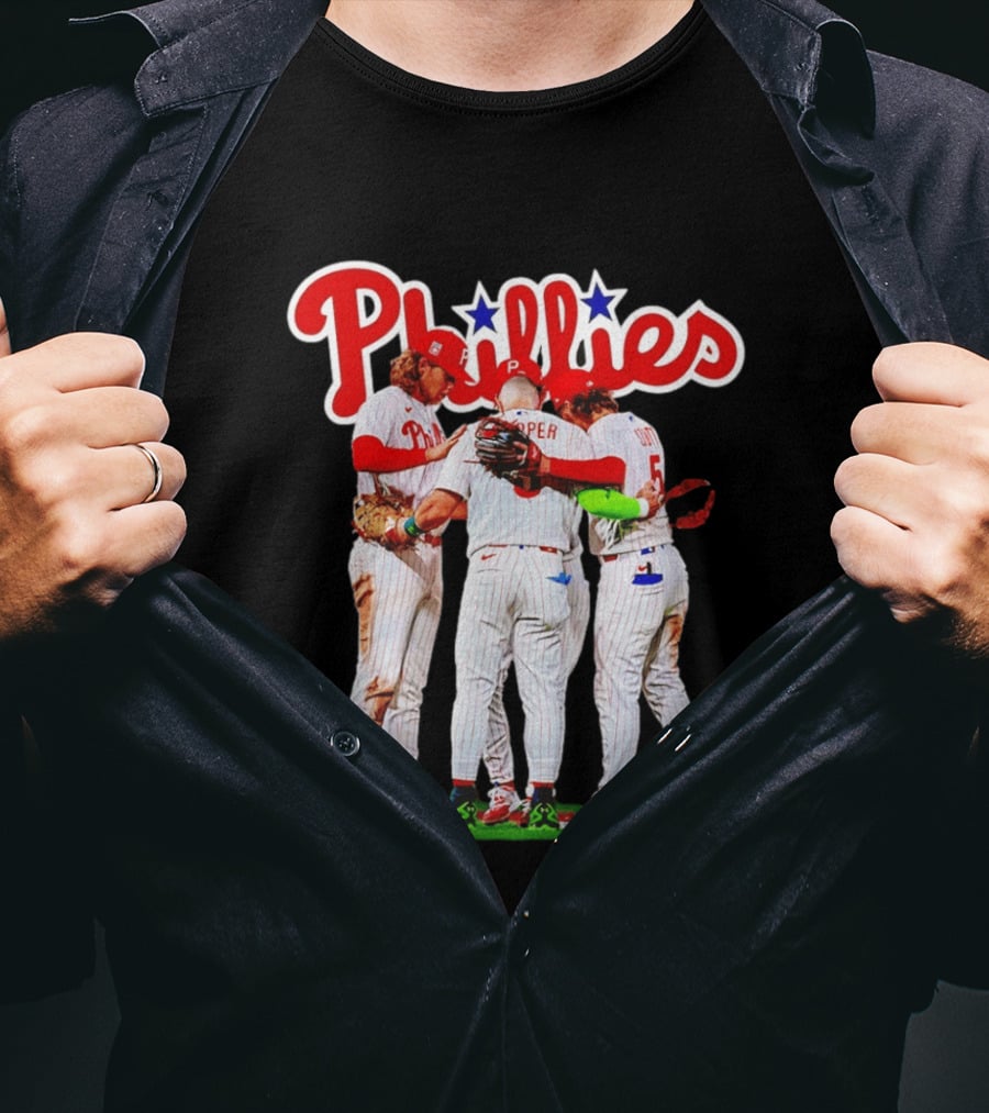 Philadelphia Phillies Team Huddle Harper '26 Baseball Collaboration T-Shirt