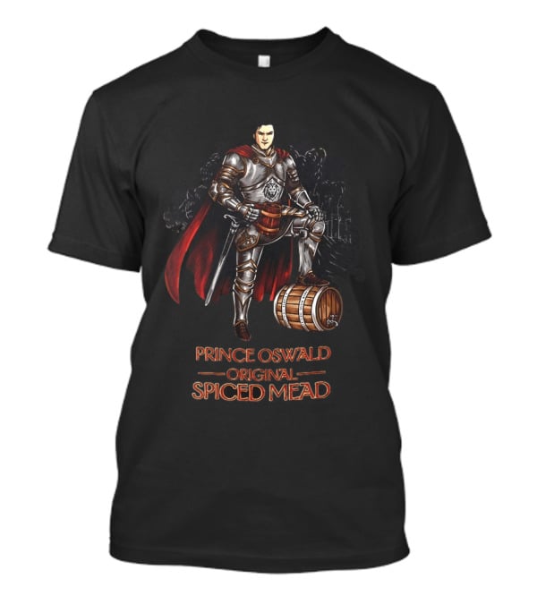 Prince Oswald Original Spiced Mead Knight With Barrel And Red Cape T-Shirt