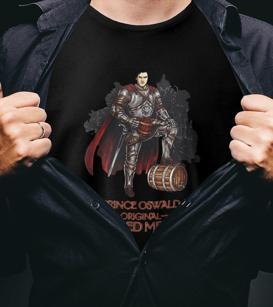 Prince Oswald Original Spiced Mead Knight With Barrel And Red Cape T-Shirt