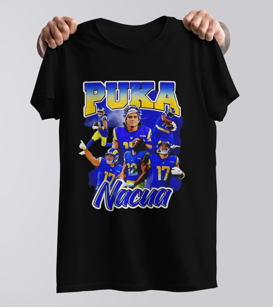 Puka Nacua Los Angeles Rams 17 Football Player Collage T-Shirt