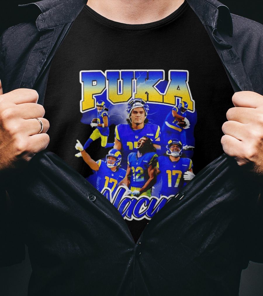 Puka Nacua Los Angeles Rams 17 Football Player Collage T-Shirt