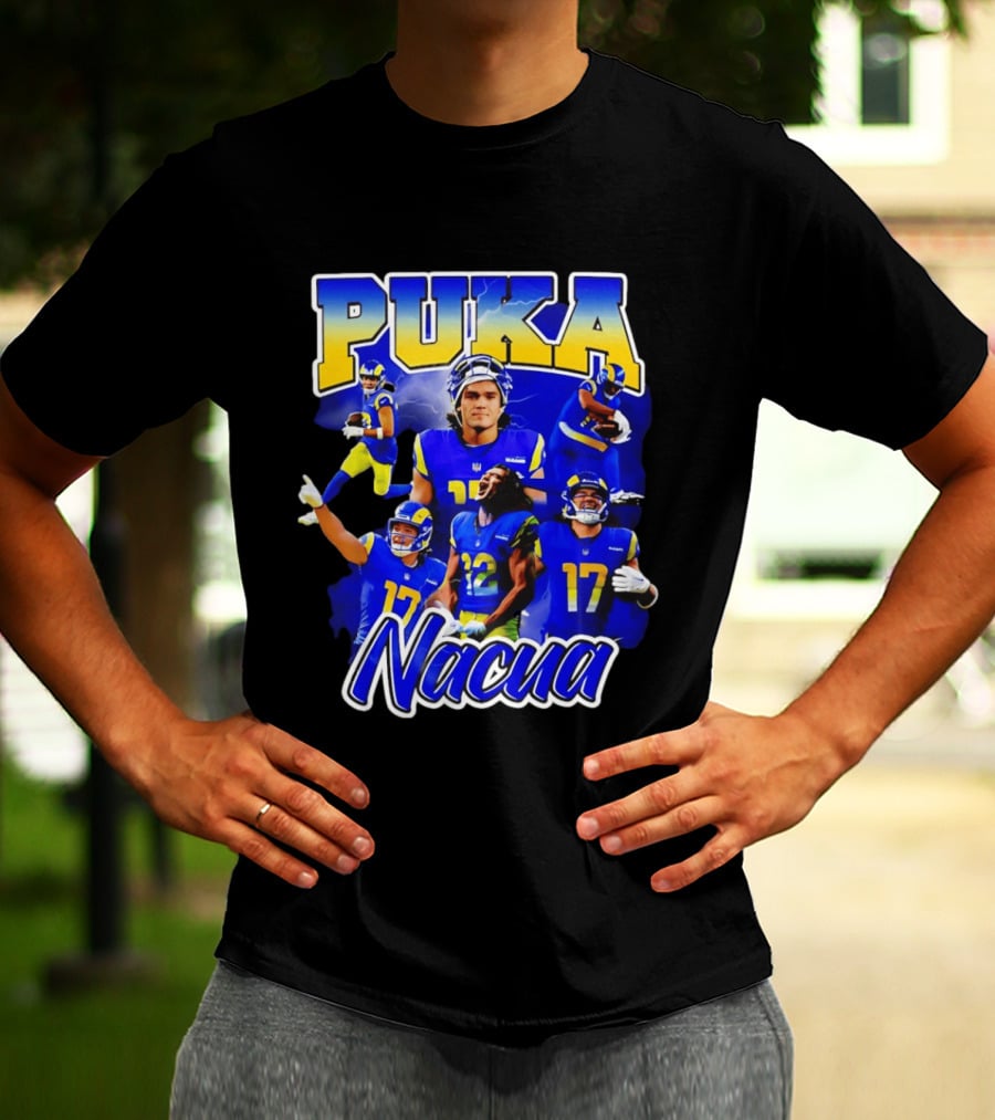 Puka Nacua Los Angeles Rams 17 Football Player Collage T-Shirt