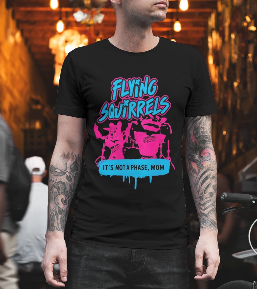 Richmond Flying Squirrels It's Not A Phase Mom Neon Squirrel Characters T-Shirt