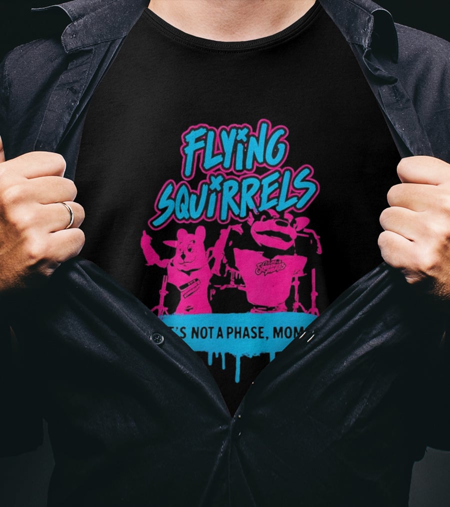 Richmond Flying Squirrels It's Not A Phase Mom Neon Squirrel Characters T-Shirt