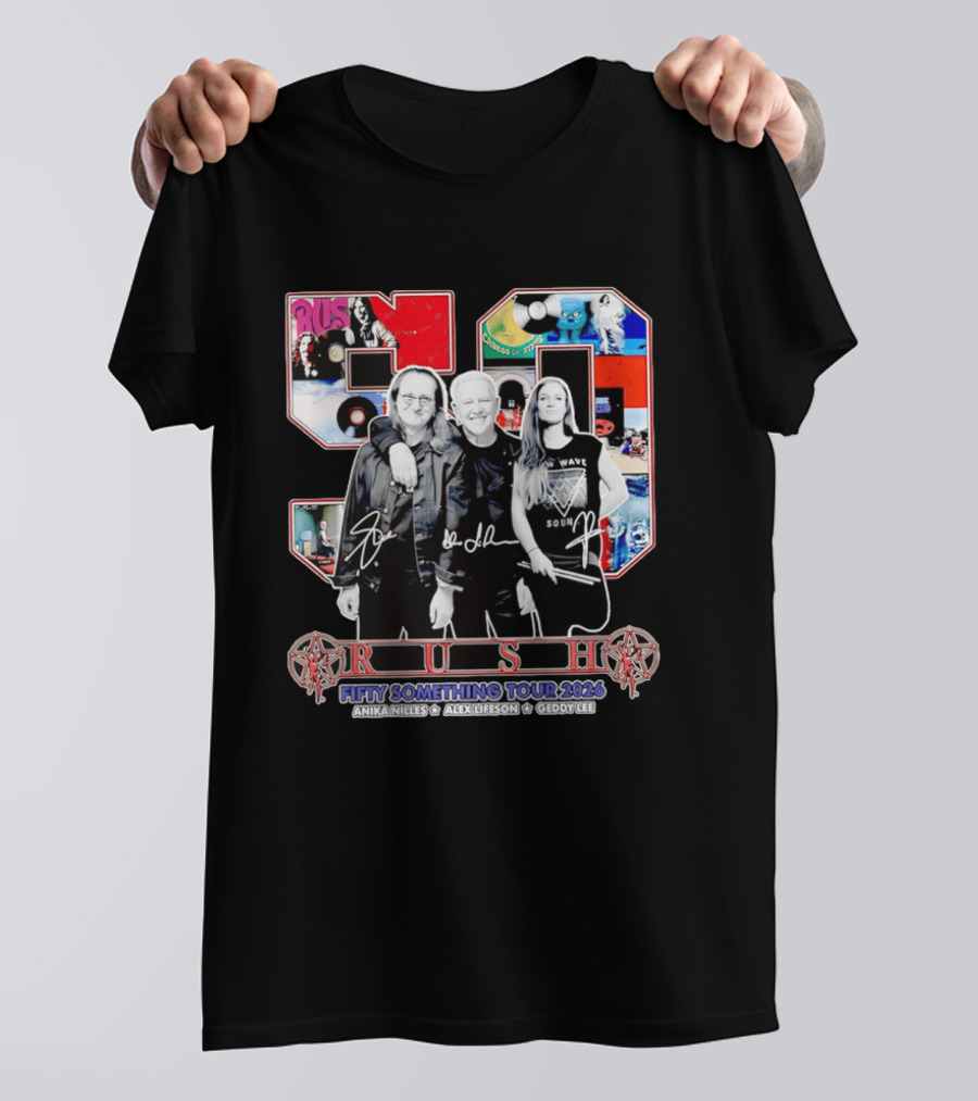 Rush Fifty Something Tour 2026 Anika Nilles Alex Lifeson Geddy Lee T-Shirt