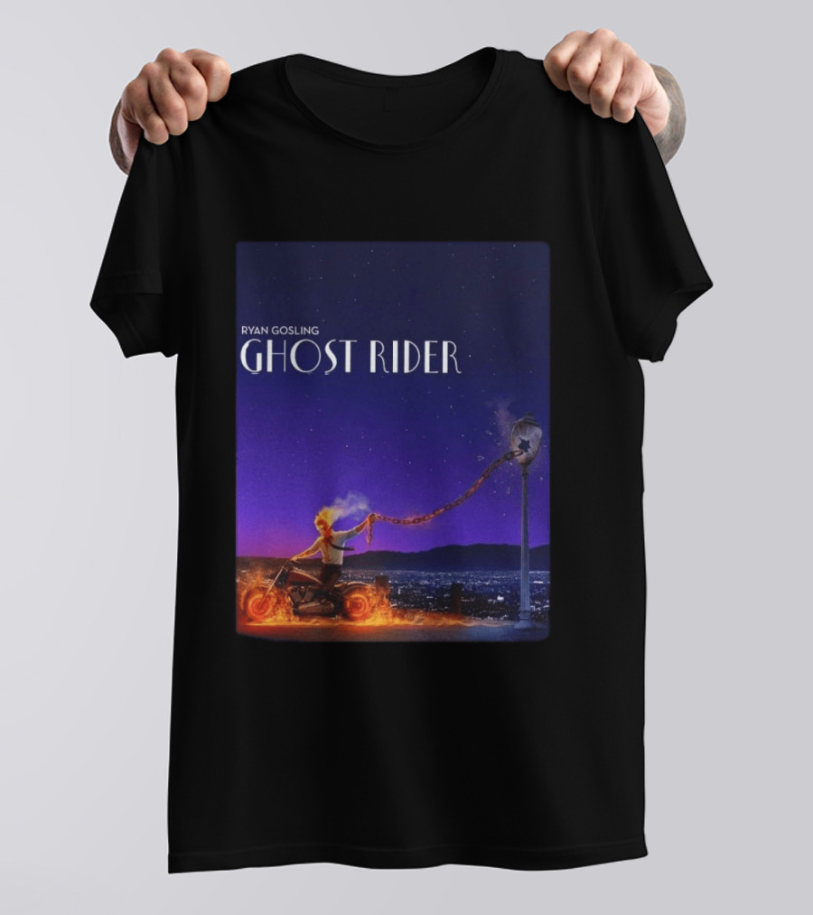 Ryan Gosling Ghost Rider Meets La La Land Lamppost Scene T-Shirt