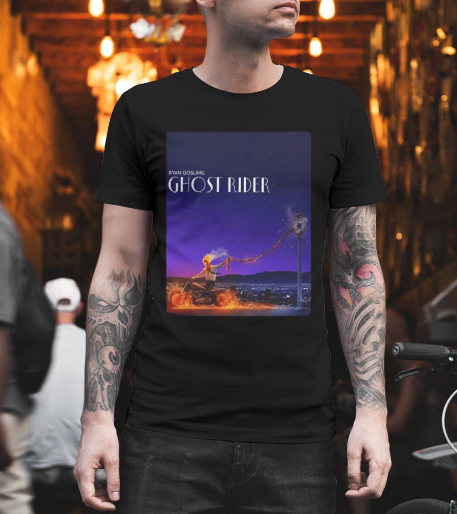 Ryan Gosling Ghost Rider Meets La La Land Lamppost Scene T-Shirt