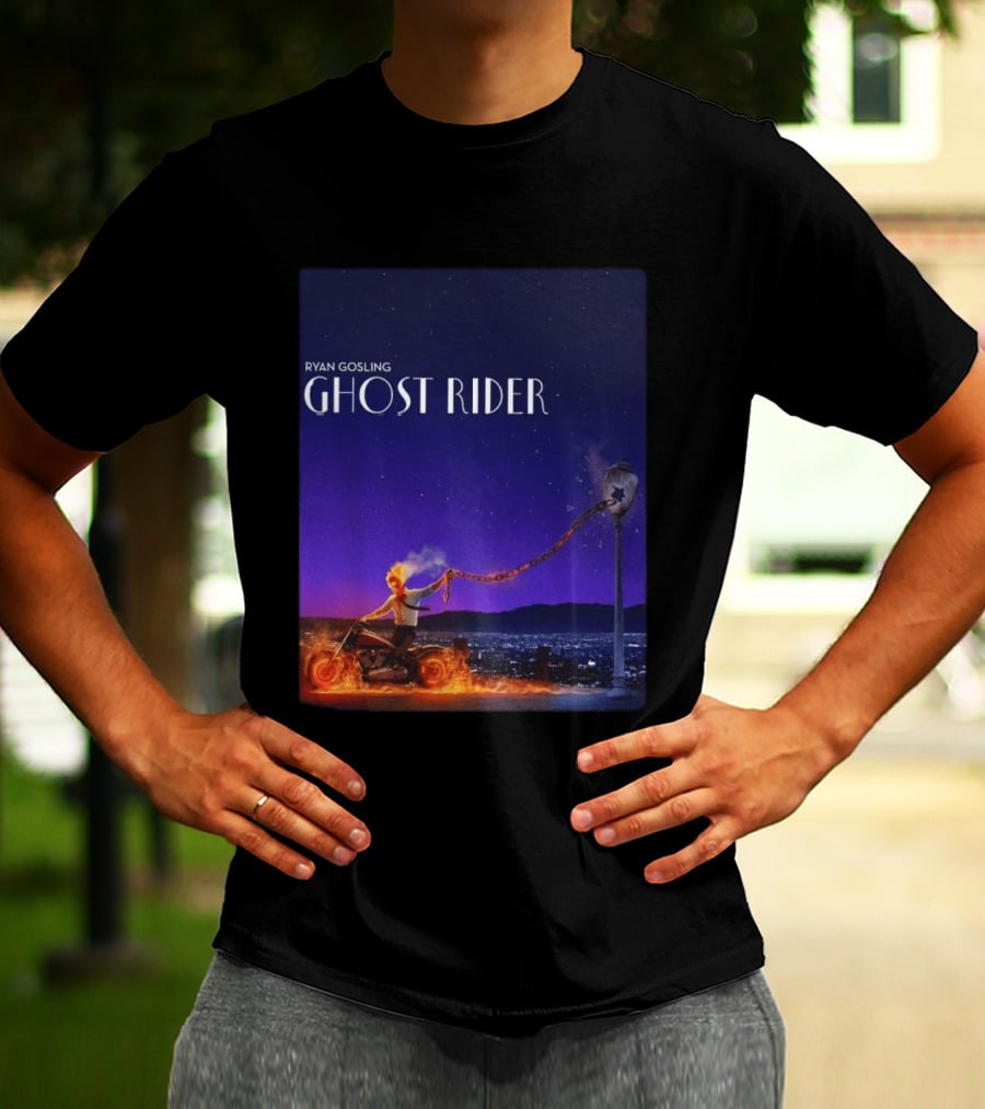 Ryan Gosling Ghost Rider Meets La La Land Lamppost Scene T-Shirt