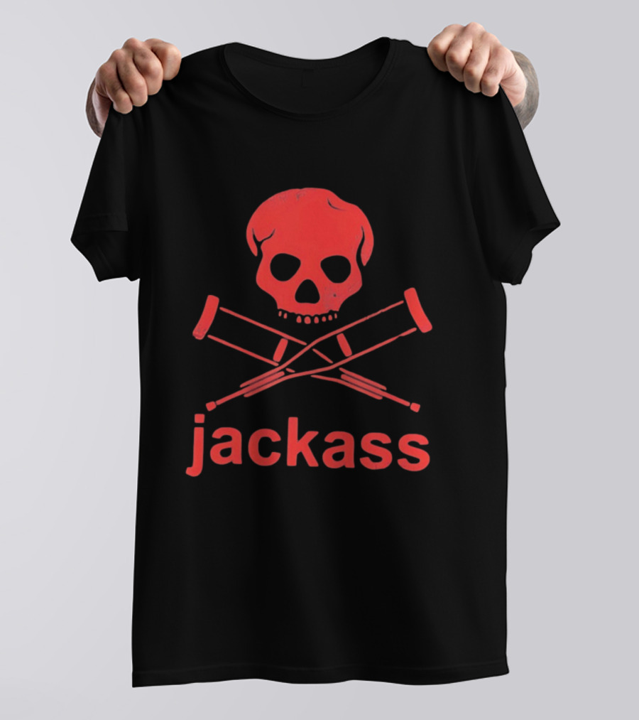 Skull Crutches Jackass Red T-Shirt