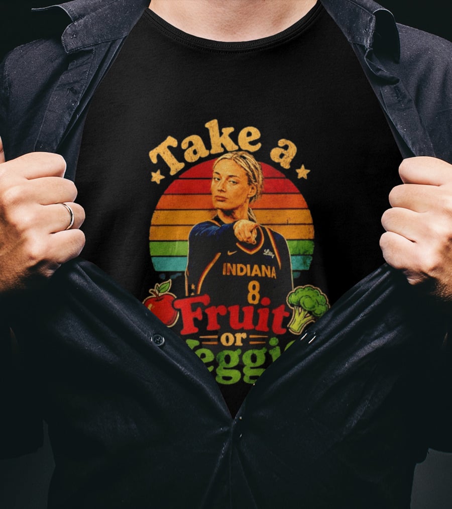 Sophie Cunningham Indiana Fever Take A Fruit Or Veggie Rainbow Stripes T-Shirt