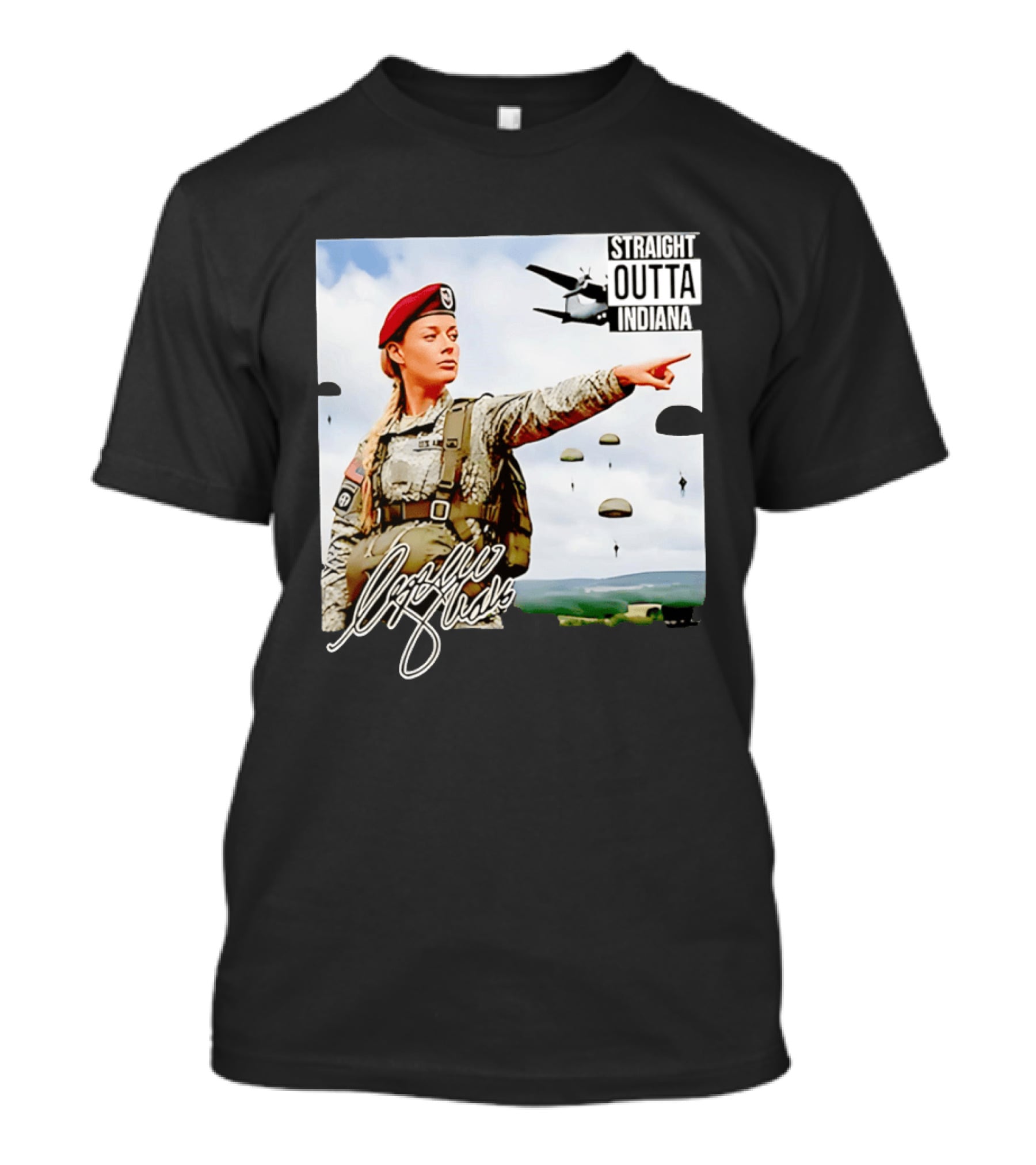 Sophie Cunningham Straight Outta Indiana Military Paratrooper T-Shirt