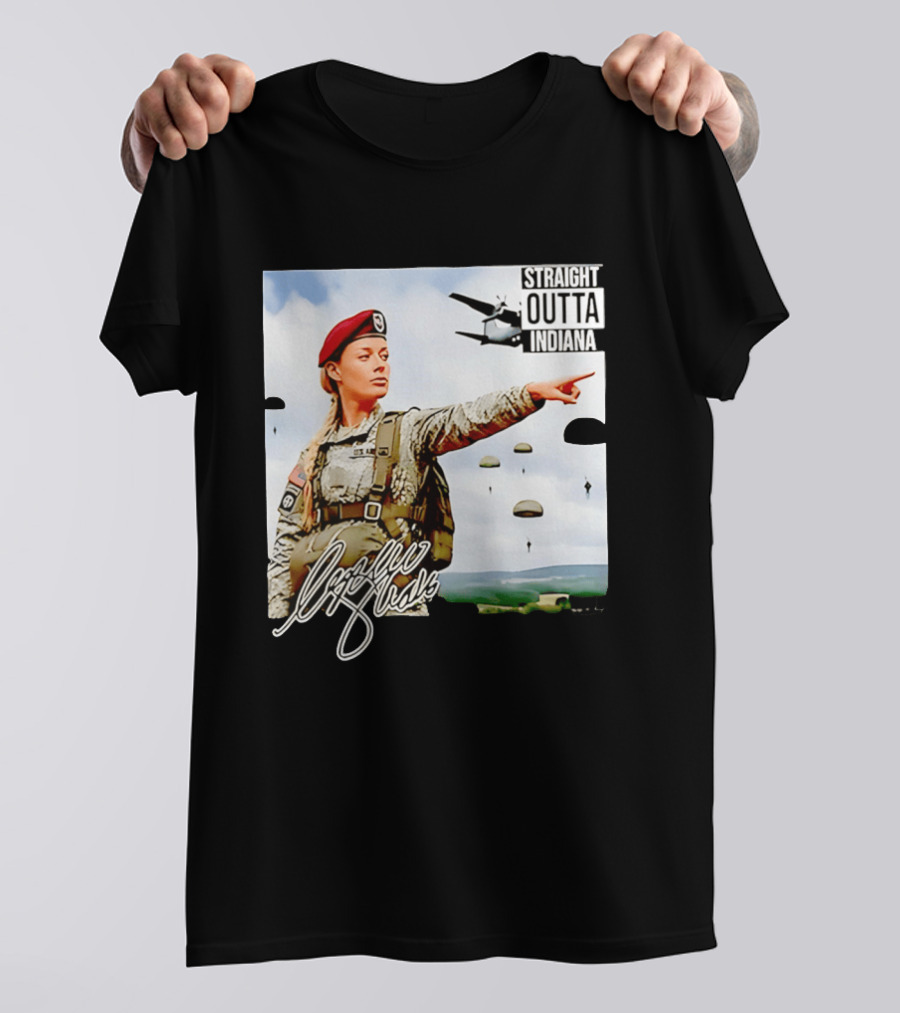 Sophie Cunningham Straight Outta Indiana Military Paratrooper T-Shirt