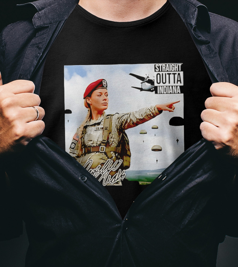 Sophie Cunningham Straight Outta Indiana Military Paratrooper T-Shirt