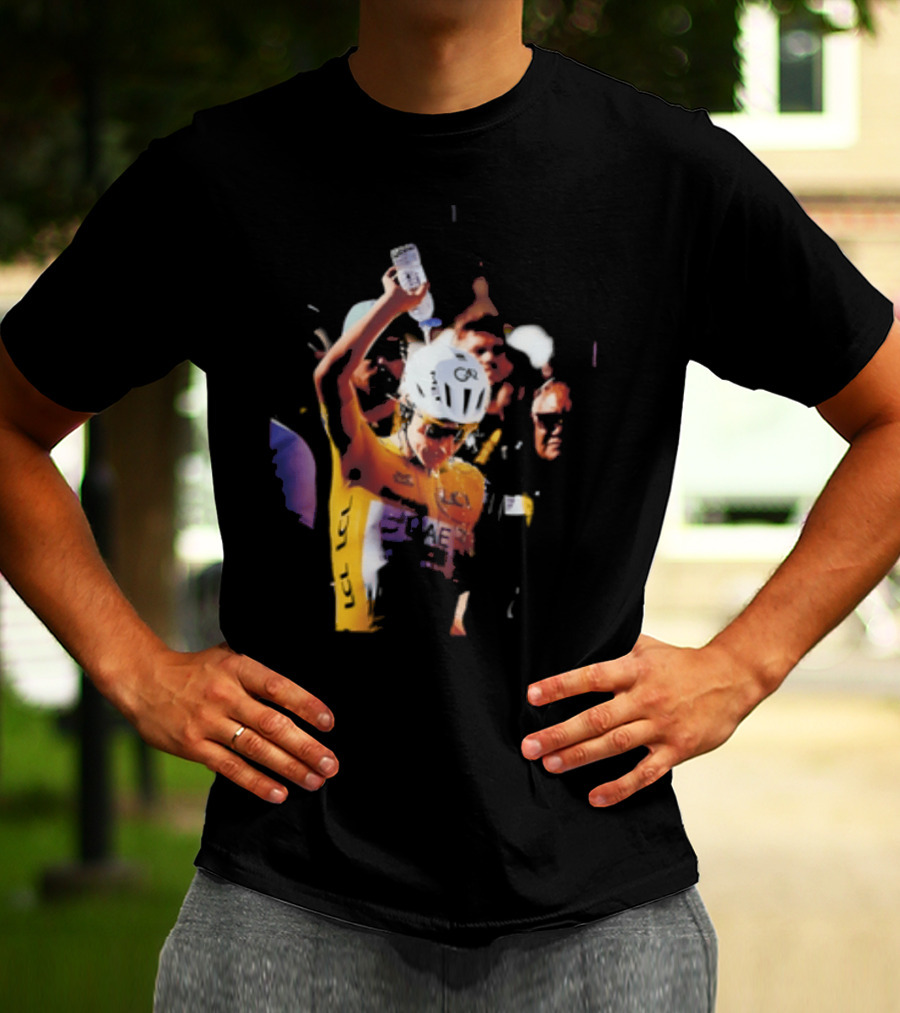 Tadej Pogačar Cooling Off With Water Bottle T-Shirt