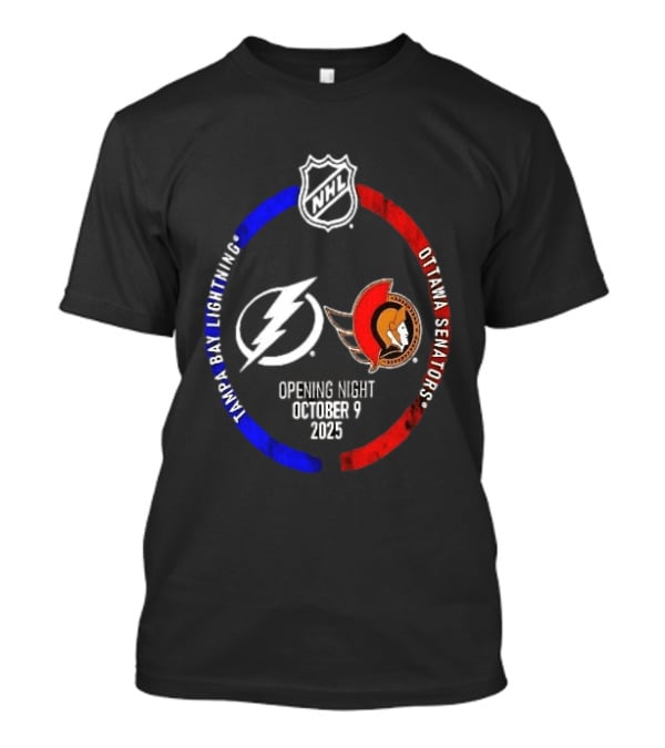 Tampa Bay Lightning Vs Ottawa Senators 2025 NHL Opening Night October 9 T-Shirt