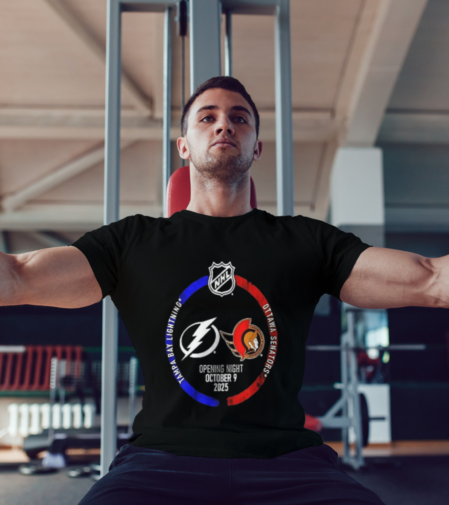 Tampa Bay Lightning Vs Ottawa Senators 2025 NHL Opening Night October 9 T-Shirt