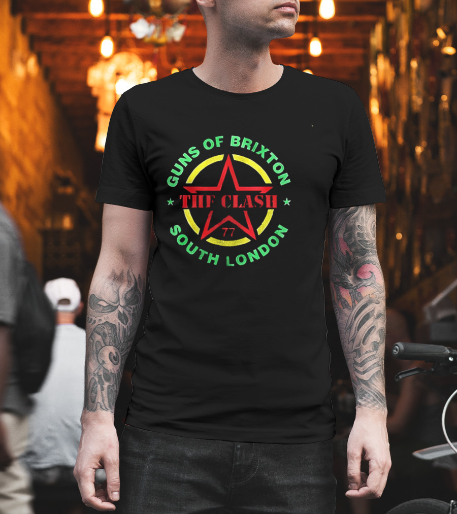 Guns Of Brixton The Clash South London 77 Star Circle T-Shirt