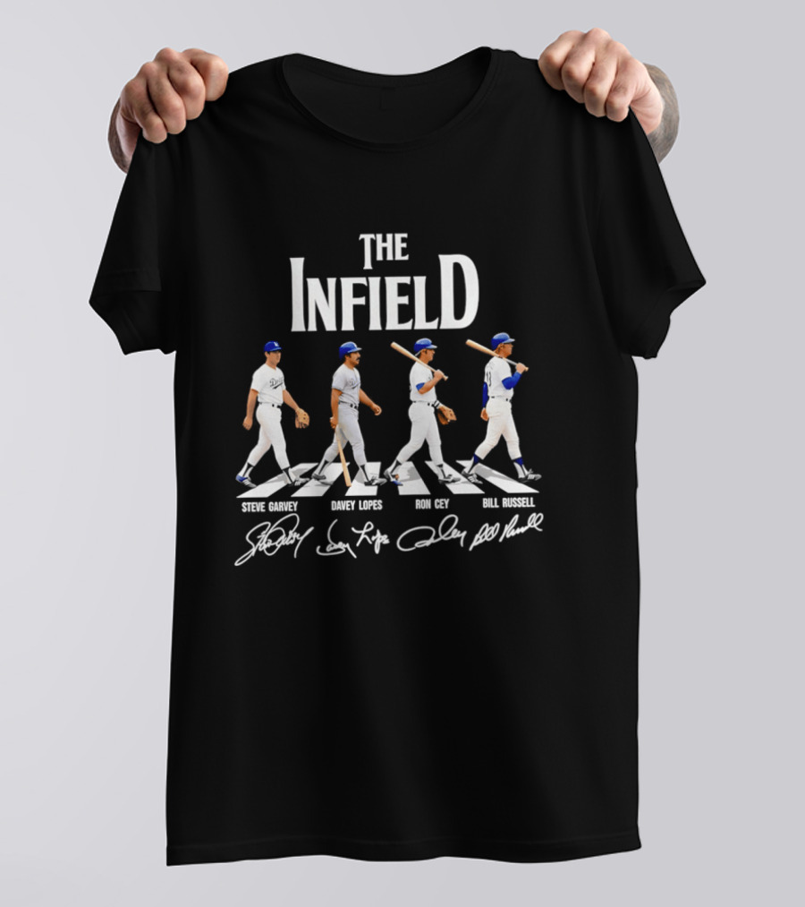 The Infield Steve Garvey Davey Lopes Ron Cey Bill Russell MLB Abbey Road T-Shirt