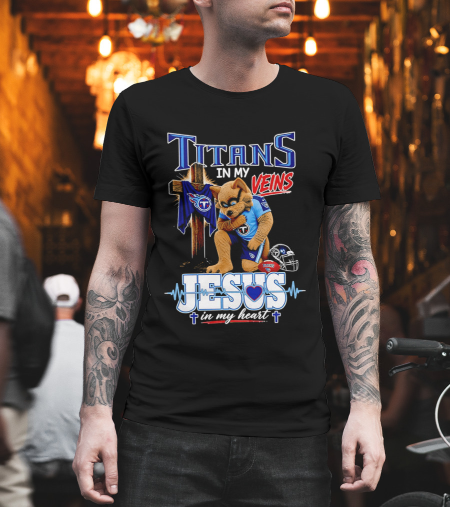 Tennessee Titans In My Veins Jesus In My Heart Rex T-Shirt