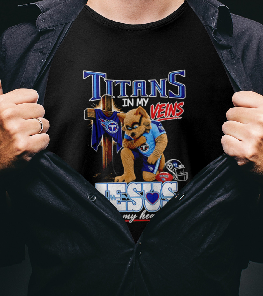 Tennessee Titans In My Veins Jesus In My Heart Rex T-Shirt