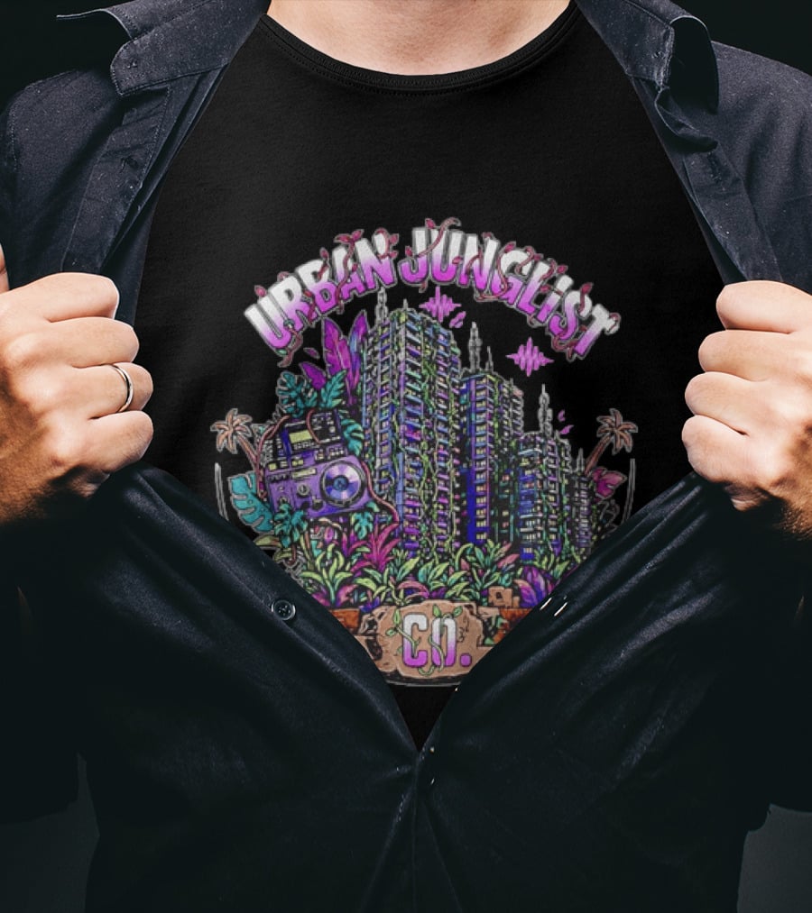 Urban Junglist Co Jungle Cityscape Boombox Vibes T-Shirt