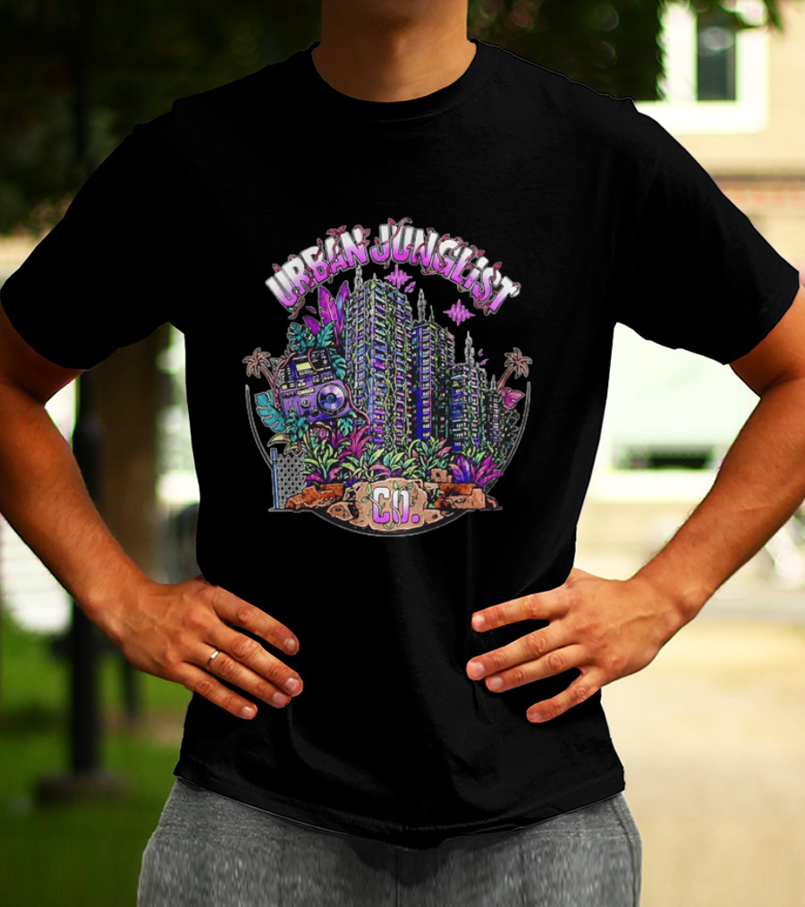 Urban Junglist Co Jungle Cityscape Boombox Vibes T-Shirt