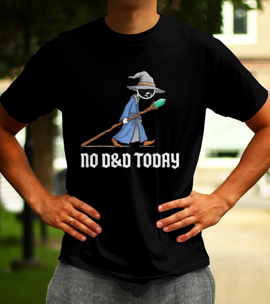 No D&D Today Cartoon Wizard With Staff And Hat T-Shirt