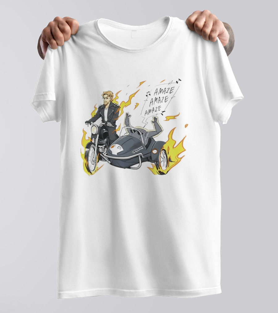 Amaze Amaze Amaze Ghost Rider Motorcycle Sidecar Flames T-Shirt