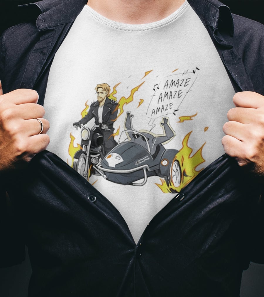 Amaze Amaze Amaze Ghost Rider Motorcycle Sidecar Flames T-Shirt