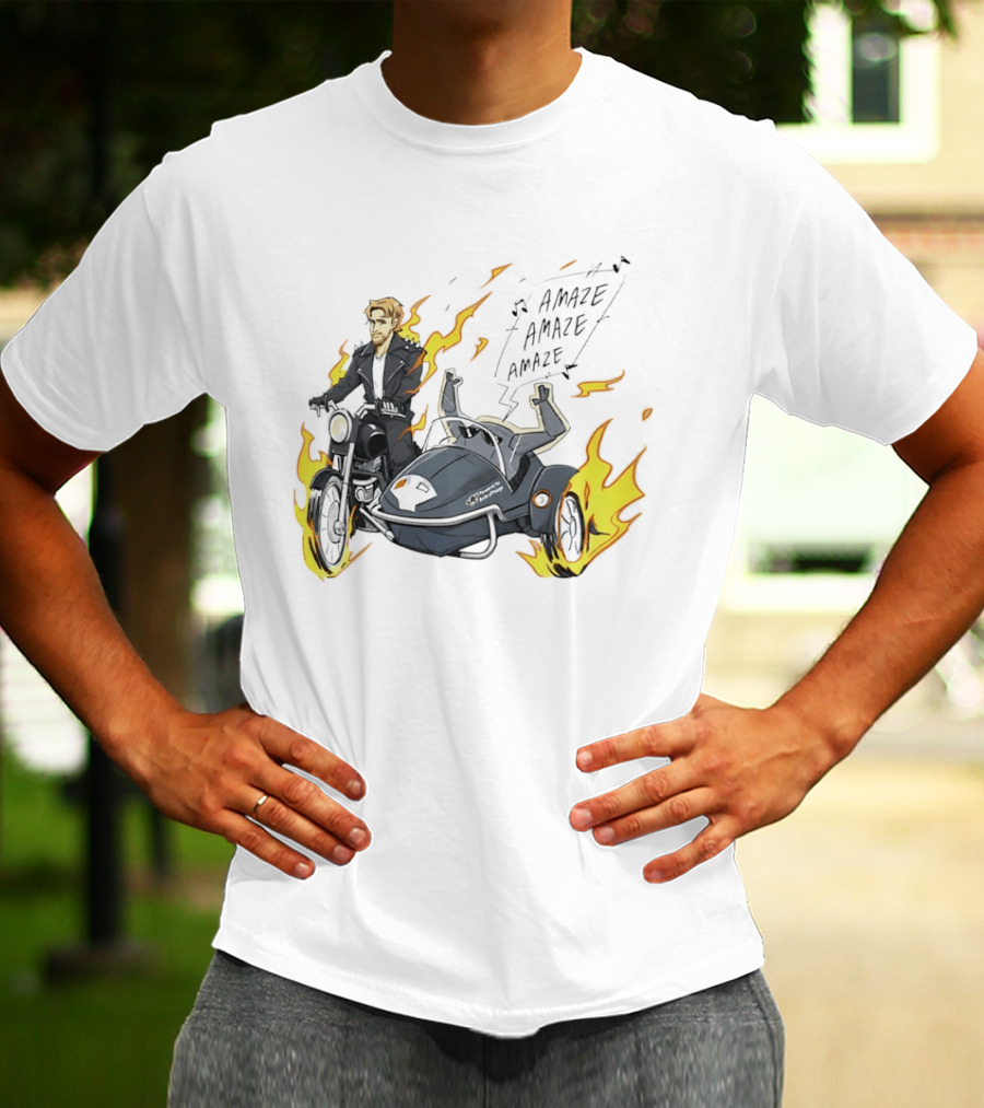 Amaze Amaze Amaze Ghost Rider Motorcycle Sidecar Flames T-Shirt