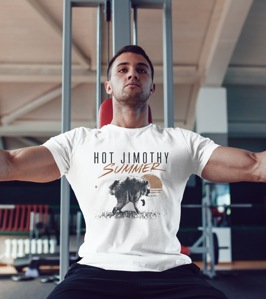 Hot Jimothy Summer Raccoon Silhouette At Sunset Moon T-Shirt