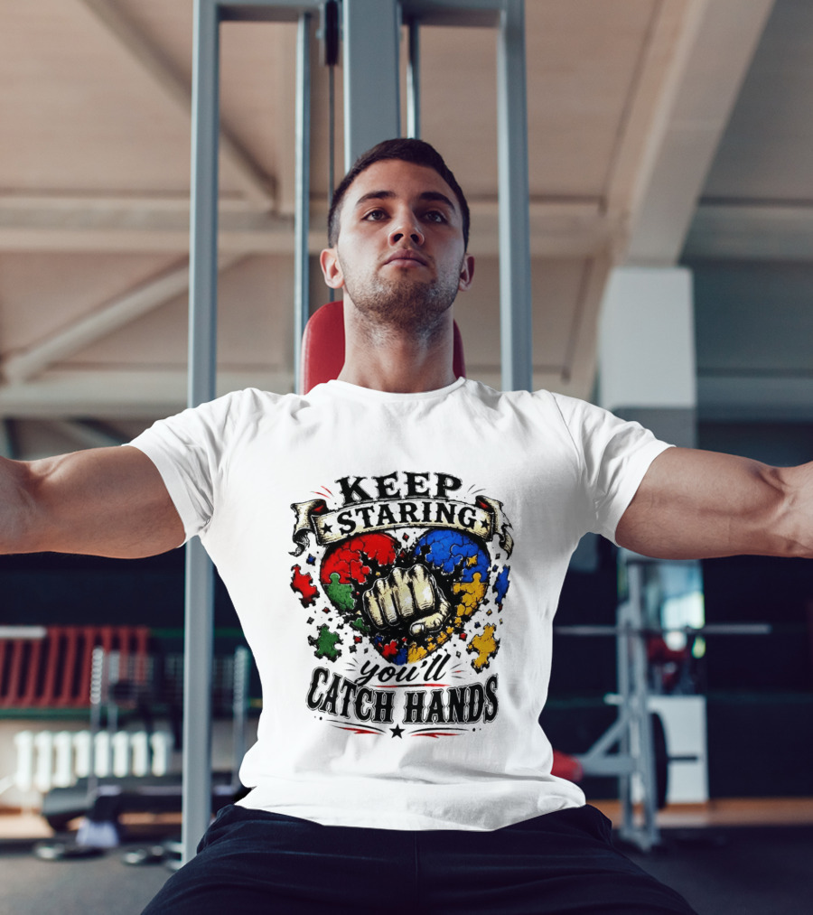 Keep Staring Puzzle Heart Fist Catch Hands T-Shirt