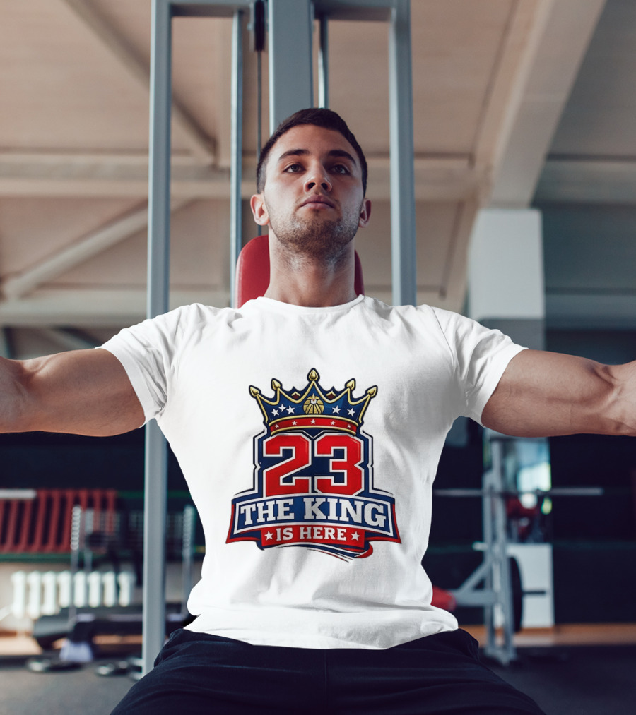 LeBron James 23 The King Is Here Crown Philadelphia 76ers NBA T-Shirt