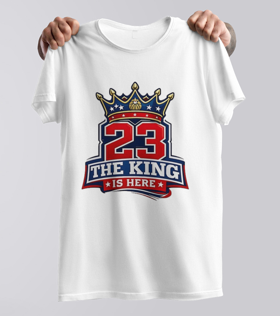 LeBron James 23 The King Is Here Crown Philadelphia 76ers NBA T-Shirt