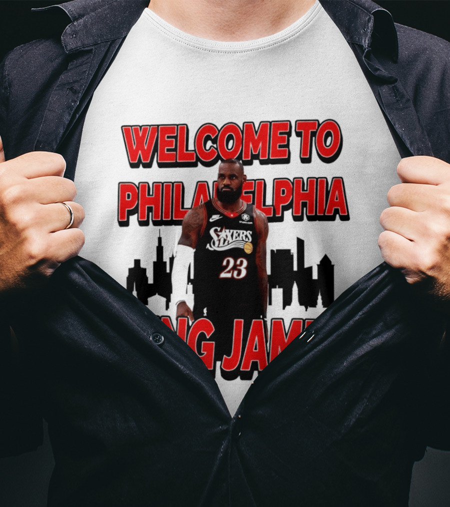 Philadelphia 76ers Welcome King James To Philadelphia Skyline T-Shirt